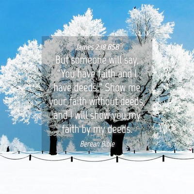 Picture 04 - James 2:18 BSB - But someone will say, “You have faith and I - Bible Verse Picture