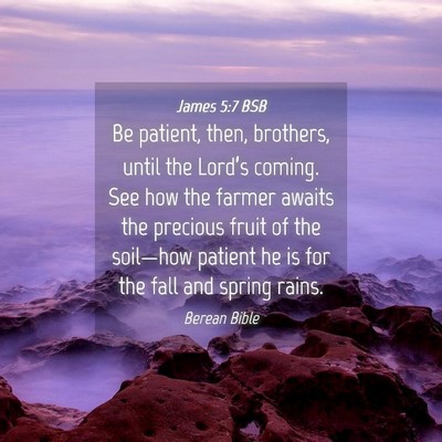 Picture 04 - James 5:7 BSB - Be patient, then, brothers, until the Lord’s - Bible Verse Picture