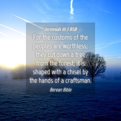 Picture 04 - Jeremiah 10:3 BSB - For the customs of the peoples are worthless; - Bible Verse Picture