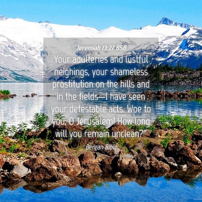 Picture 04 - Jeremiah 13:27 BSB - Your adulteries and lustful neighings, your - Bible Verse Picture