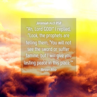 Picture 04 - Jeremiah 14:13 BSB - “Ah, Lord GOD!” I replied, “Look, the - Bible Verse Picture