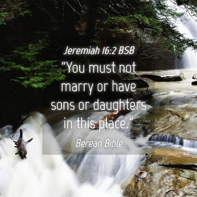 Picture 04 - Jeremiah 16:2 BSB - “You must not marry or have sons or daughters - Bible Verse Picture