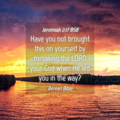 Picture 04 - Jeremiah 2:17 BSB - Have you not brought this on yourself by - Bible Verse Picture