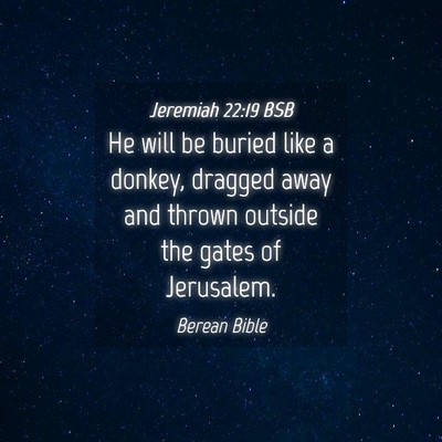 Picture 04 - Jeremiah 22:19 BSB - He will be buried like a donkey, dragged away and - Bible Verse Picture
