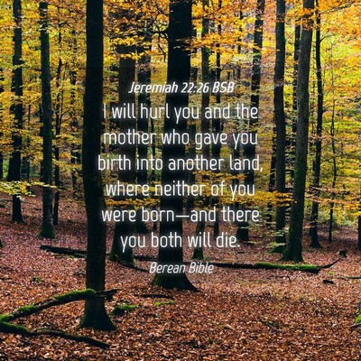 Picture 04 - Jeremiah 22:26 BSB - I will hurl you and the mother who gave you birth - Bible Verse Picture