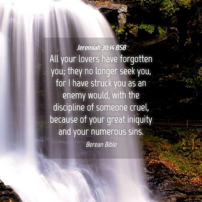 Picture 04 - Jeremiah 30:14 BSB - All your lovers have forgotten you; they no - Bible Verse Picture