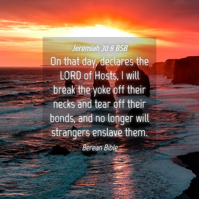 Picture 04 - Jeremiah 30:8 BSB - On that day, declares the LORD of Hosts, I will - Bible Verse Picture