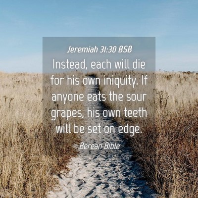 Picture 04 - Jeremiah 31:30 BSB - Instead, each will die for his own iniquity. If - Bible Verse Picture