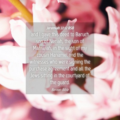Picture 04 - Jeremiah 32:12 BSB - and I gave this deed to Baruch son of Neriah, the - Bible Verse Picture