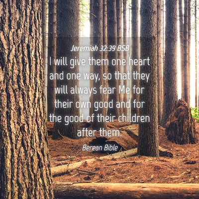 Picture 04 - Jeremiah 32:39 BSB - I will give them one heart and one way, so that - Bible Verse Picture