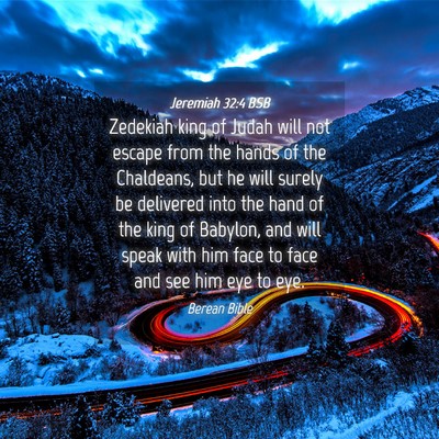 Picture 04 - Jeremiah 32:4 BSB - Zedekiah king of Judah will not escape from the - Bible Verse Picture