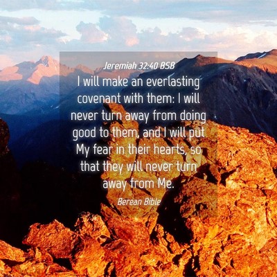Picture 04 - Jeremiah 32:40 BSB - I will make an everlasting covenant with them: I - Bible Verse Picture