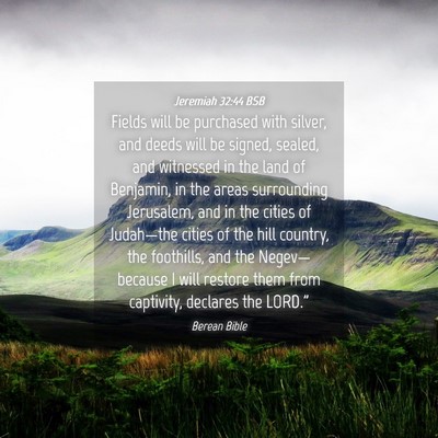 Picture 04 - Jeremiah 32:44 BSB - Fields will be purchased with silver, and deeds - Bible Verse Picture