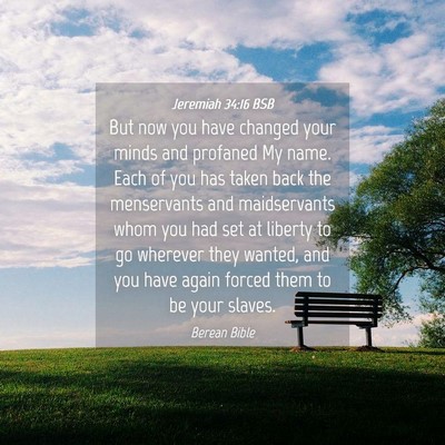 Picture 04 - Jeremiah 34:16 BSB - But now you have changed your minds and profaned - Bible Verse Picture