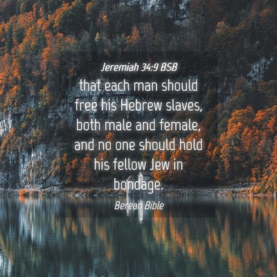 Picture 04 - Jeremiah 34:9 BSB - that each man should free his Hebrew slaves, both - Bible Verse Picture