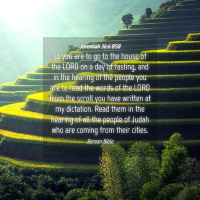 Picture 04 - Jeremiah 36:6 BSB - so you are to go to the house of the LORD on a - Bible Verse Picture