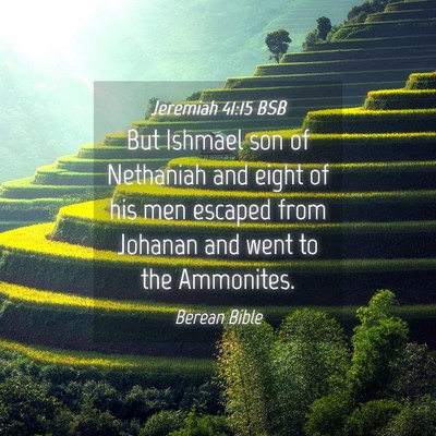 Picture 04 - Jeremiah 41:15 BSB - But Ishmael son of Nethaniah and eight of his men - Bible Verse Picture