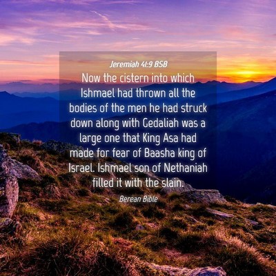Picture 04 - Jeremiah 41:9 BSB - Now the cistern into which Ishmael had thrown all - Bible Verse Picture