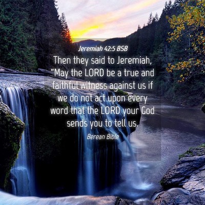 Picture 04 - Jeremiah 42:5 BSB - Then they said to Jeremiah, “May the LORD be a - Bible Verse Picture
