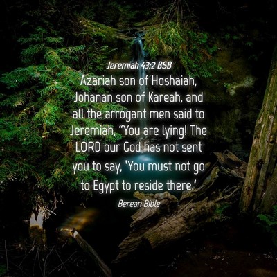 Picture 04 - Jeremiah 43:2 BSB - Azariah son of Hoshaiah, Johanan son of Kareah, - Bible Verse Picture