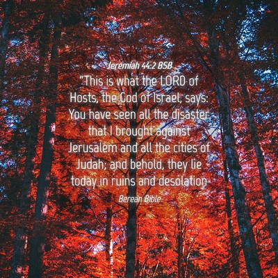 Picture 04 - Jeremiah 44:2 BSB - “This is what the LORD of Hosts, the God of - Bible Verse Picture
