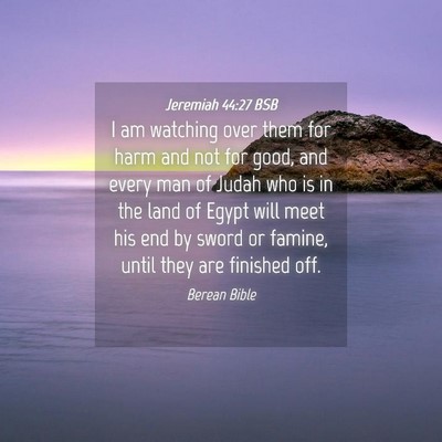Picture 04 - Jeremiah 44:27 BSB - I am watching over them for harm and not for - Bible Verse Picture