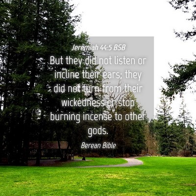 Picture 04 - Jeremiah 44:5 BSB - But they did not listen or incline their ears; - Bible Verse Picture