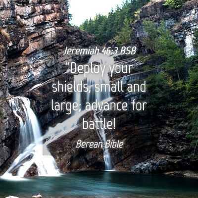 Picture 04 - Jeremiah 46:3 BSB - “Deploy your shields, small and large; advance - Bible Verse Picture
