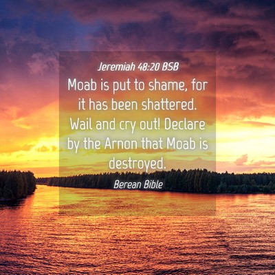 Picture 04 - Jeremiah 48:20 BSB - Moab is put to shame, for it has been shattered. - Bible Verse Picture
