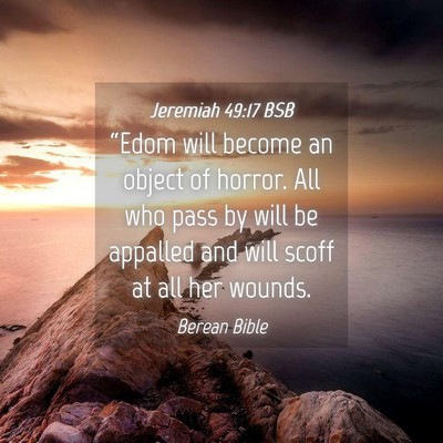 Picture 04 - Jeremiah 49:17 BSB - “Edom will become an object of horror. All who - Bible Verse Picture