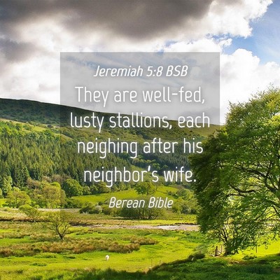 Picture 04 - Jeremiah 5:8 BSB - They are well-fed, lusty stallions, each neighing - Bible Verse Picture