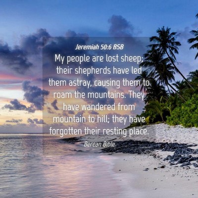 Picture 04 - Jeremiah 50:6 BSB - My people are lost sheep; their shepherds have - Bible Verse Picture