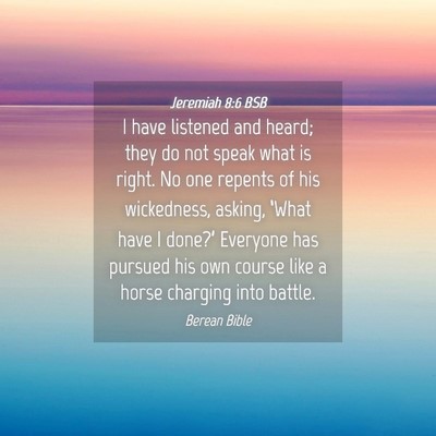 Picture 04 - Jeremiah 8:6 BSB - I have listened and heard; they do not speak what - Bible Verse Picture
