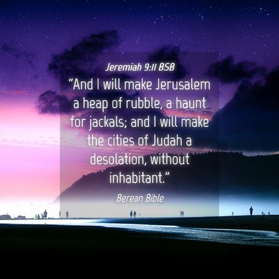 Picture 04 - Jeremiah 9:11 BSB - “And I will make Jerusalem a heap of rubble, a - Bible Verse Picture