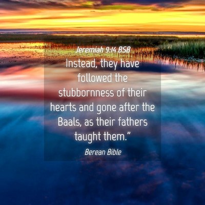 Picture 04 - Jeremiah 9:14 BSB - Instead, they have followed the stubbornness of - Bible Verse Picture