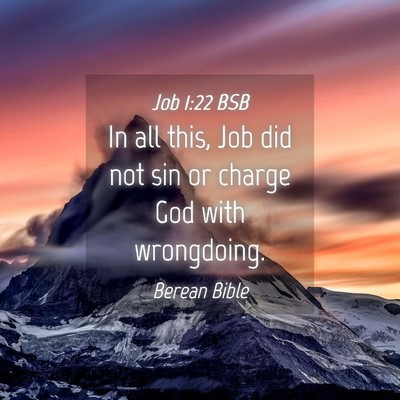 Picture 04 - Job 1:22 BSB - In all this, Job did not sin or charge God with - Bible Verse Picture