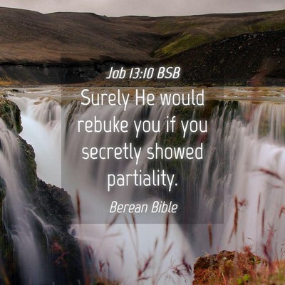 Picture 04 - Job 13:10 BSB - Surely He would rebuke you if you secretly showed - Bible Verse Picture