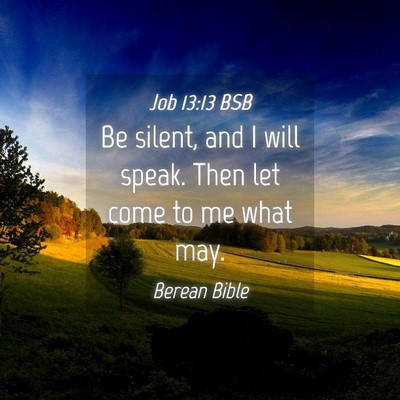 Picture 04 - Job 13:13 BSB - Be silent, and I will speak. Then let come to me - Bible Verse Picture