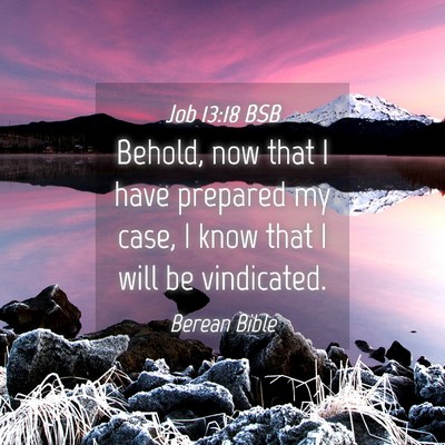 Picture 04 - Job 13:18 BSB - Behold, now that I have prepared my case, I know - Bible Verse Picture