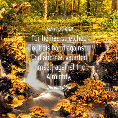 Picture 04 - Job 15:25 BSB - For he has stretched out his hand against God and - Bible Verse Picture