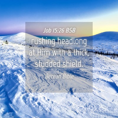 Picture 04 - Job 15:26 BSB - rushing headlong at Him with a thick, studded - Bible Verse Picture