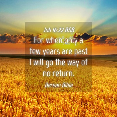 Picture 04 - Job 16:22 BSB - For when only a few years are past I will go the - Bible Verse Picture