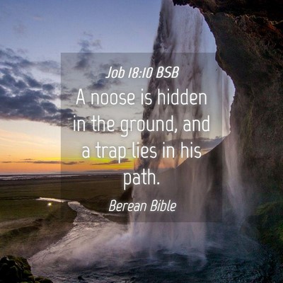 Picture 04 - Job 18:10 BSB - A noose is hidden in the ground, and a trap lies - Bible Verse Picture