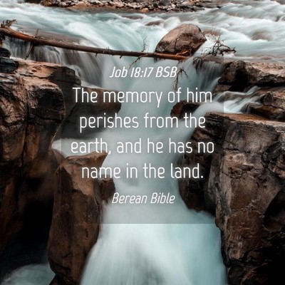 Picture 04 - Job 18:17 BSB - The memory of him perishes from the earth, and he - Bible Verse Picture