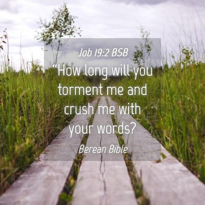 Picture 04 - Job 19:2 BSB - “How long will you torment me and crush me with - Bible Verse Picture