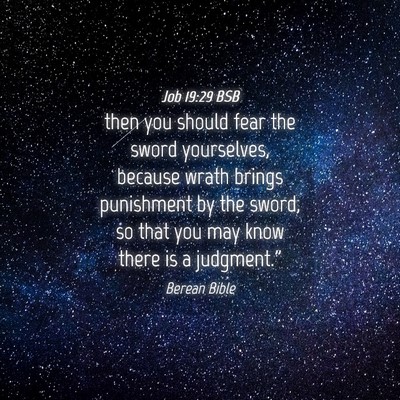 Picture 04 - Job 19:29 BSB - then you should fear the sword yourselves, - Bible Verse Picture