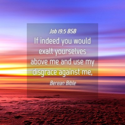 Picture 04 - Job 19:5 BSB - If indeed you would exalt yourselves above me and - Bible Verse Picture