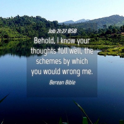 Picture 04 - Job 21:27 BSB - Behold, I know your thoughts full well, the - Bible Verse Picture