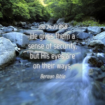Picture 04 - Job 24:23 BSB - He gives them a sense of security, but His eyes - Bible Verse Picture