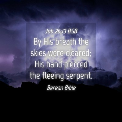 Picture 04 - Job 26:13 BSB - By His breath the skies were cleared; His hand - Bible Verse Picture